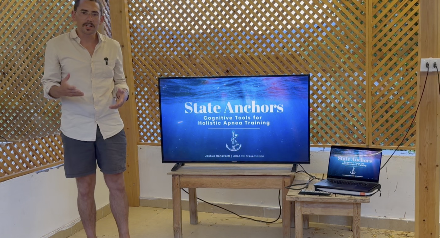 Joshua presenting State Anchors at AIDA Instructor Course in Dahab, Egypt